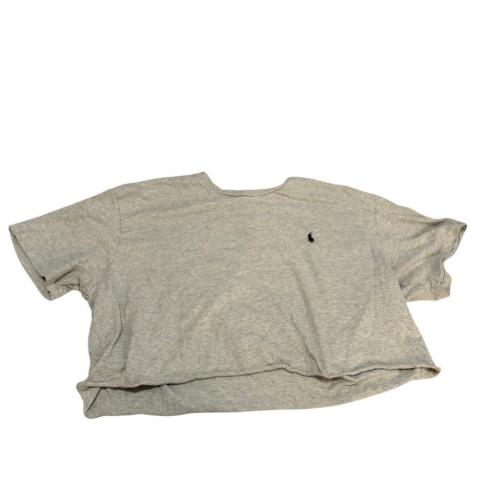 Polo Ralph Lauren Cropped T-Shirt Gray Large Boxy Streetwear Casual